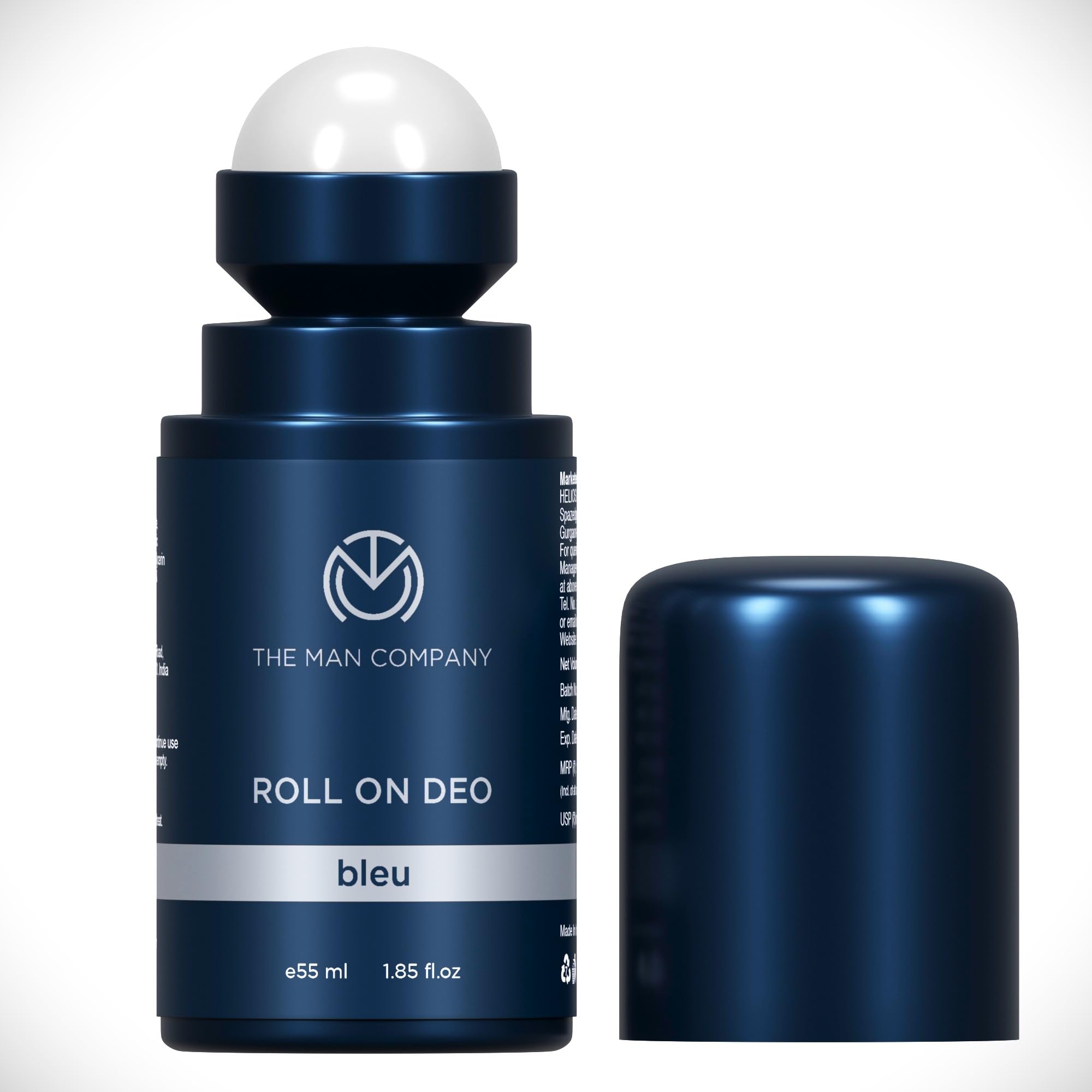 The Man Company Deodrant Roll on for Men - Bleu | Premium Fragrance with 24-Hour Freshness | Removes Body Odour | Compact & Easy-To-Use | Prevents Bacteria - 55ml