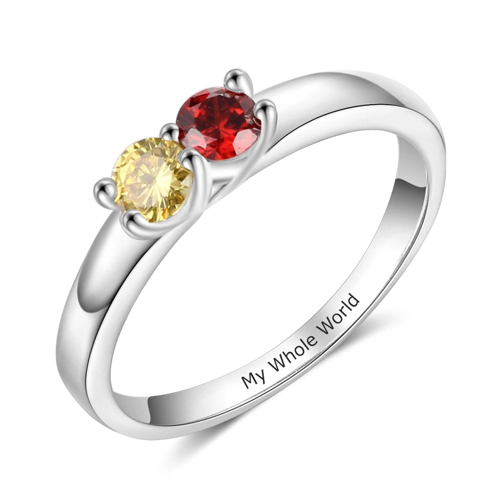 Mothers Day Gifts 10K 14K 18K Solid Gold Customized Mom Ring 2-4 Birthstones Personalized Family Names Ring Jewelry Gifts for Mothers Wife Mom