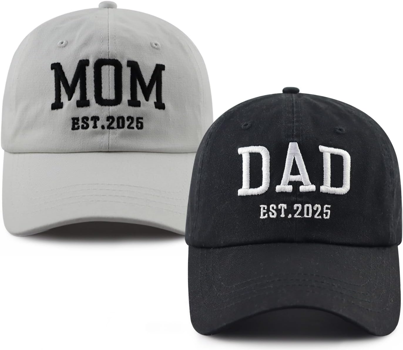 2PCS Dad and Mom Hat for Men Women, Funny Adjustable Cotton Embroidered Parents Gifts Baseball Cap