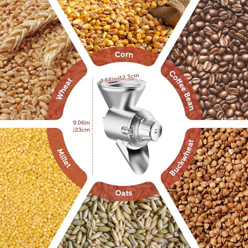 Image of GVODE Grain Mill Attachment for Kitchenaid Stand Mixer, 9 Levels Flour Mill, Grain Mill for Flour, Fit for Non-Oily Dry Grain Corn, Coffee Bean Grinder, Oats, Millet, Wheat
