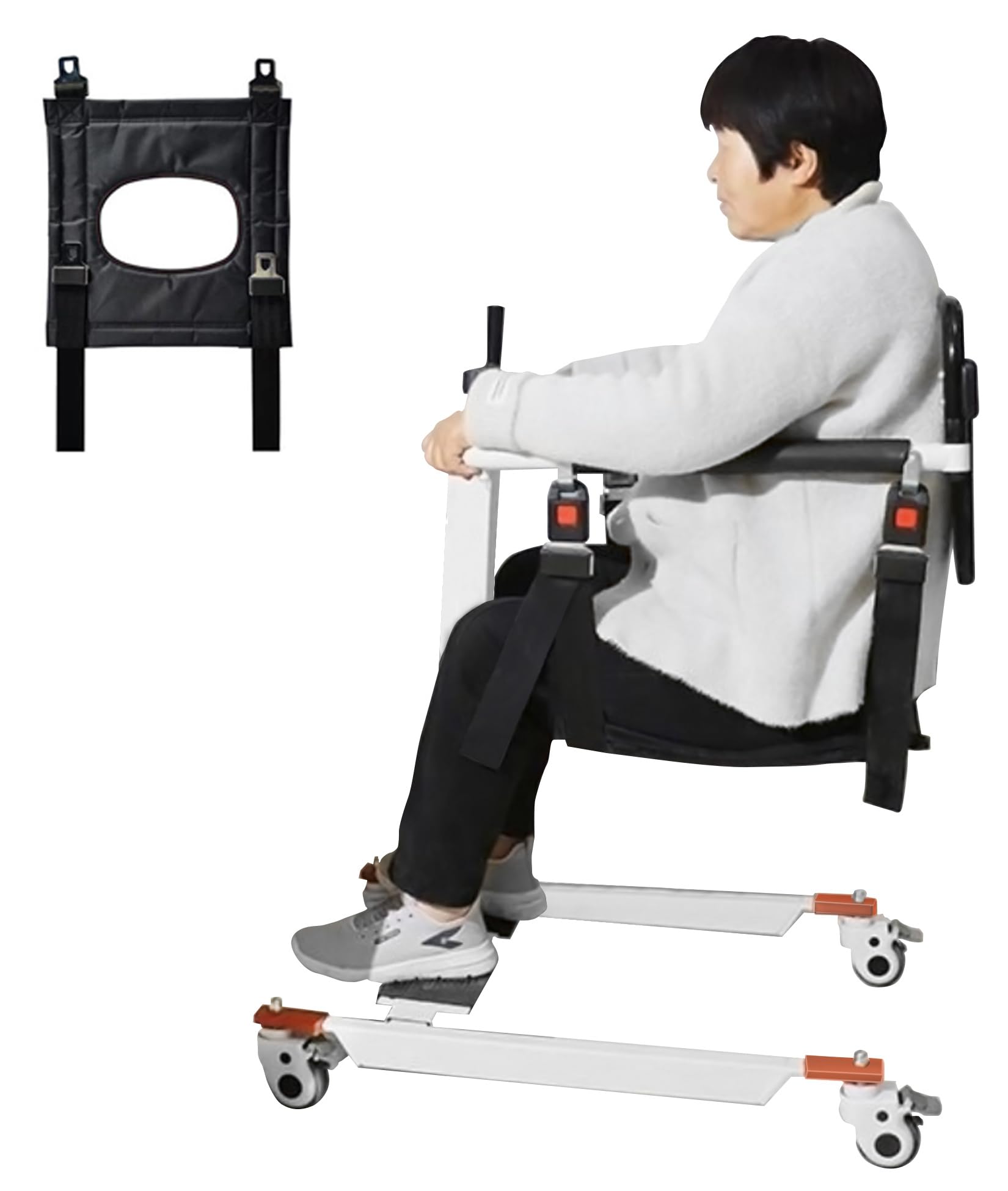 Silla de Traslado para Pacientes, Dispositivos de Traslado de Silla de Ruedas al Coche, Ajuste de Altura/Anchura, Elevador de Traslado de Pacientes con Palanca de Elevación Manual