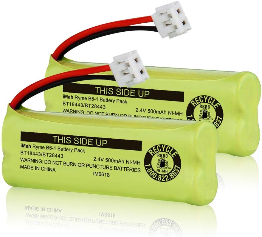 iMah BT18443/BT28443(end's Number 443, not 433) 2.4V 500mAh Cordless Phone Battery Compatible with VTech LS6115 LS6117 LS6125 LS6126 LS6225 Telephone, 2-Pack