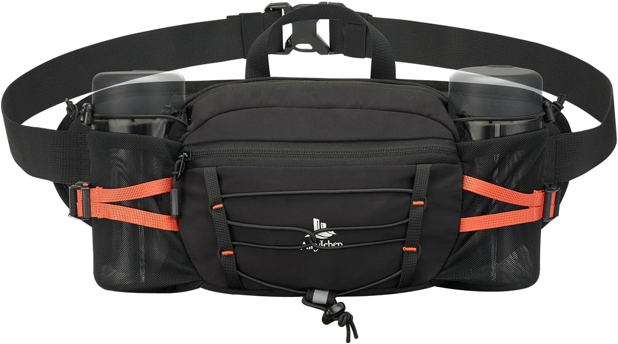 Fanny Pack with 2 Water Bottle Holder for Women Men, Waist Bag