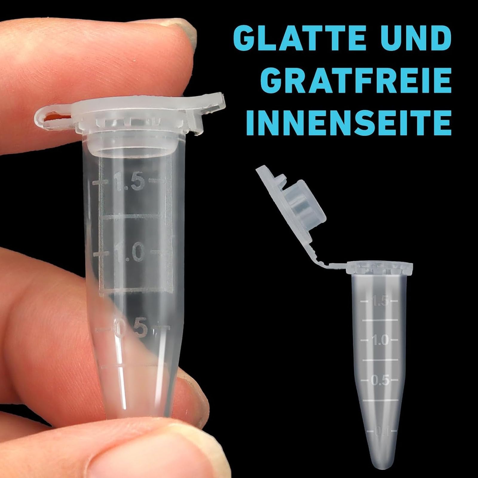 60 Stück Probenröhrchen, Reaktionsgefäße, 1,5ml Zentrifugenröhrchen, Transparent