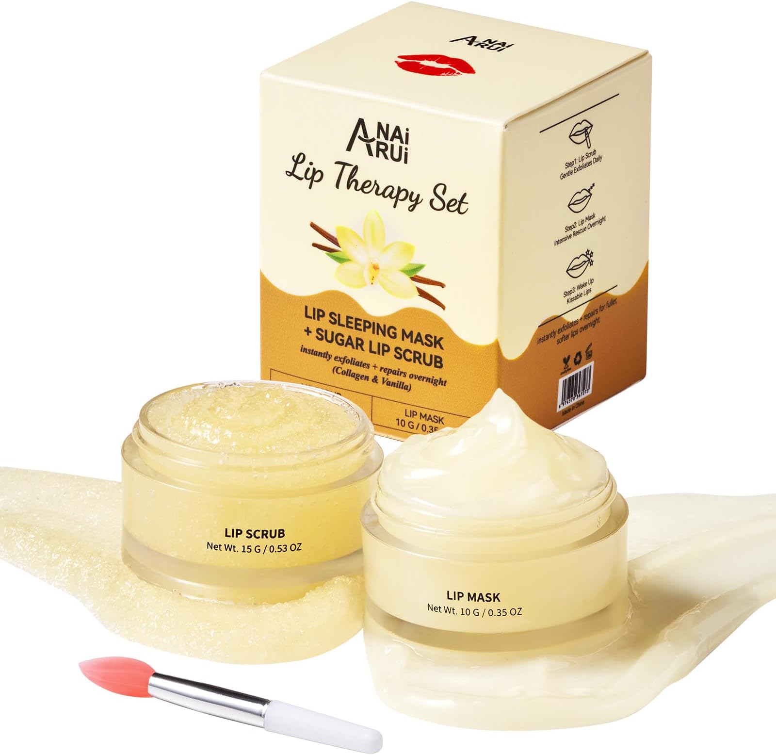 ANAI RUI Lip Scrub & Lip Mask Set, Vanilla