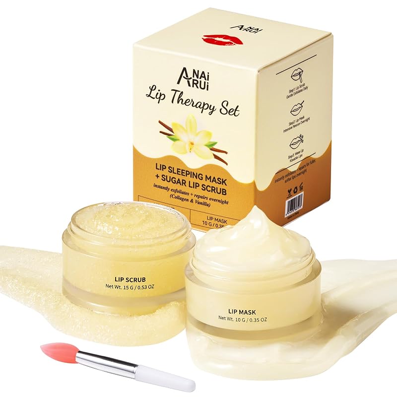 ANAI RUI Conjunto de Esfoliante e Máscara Labial Baunilha