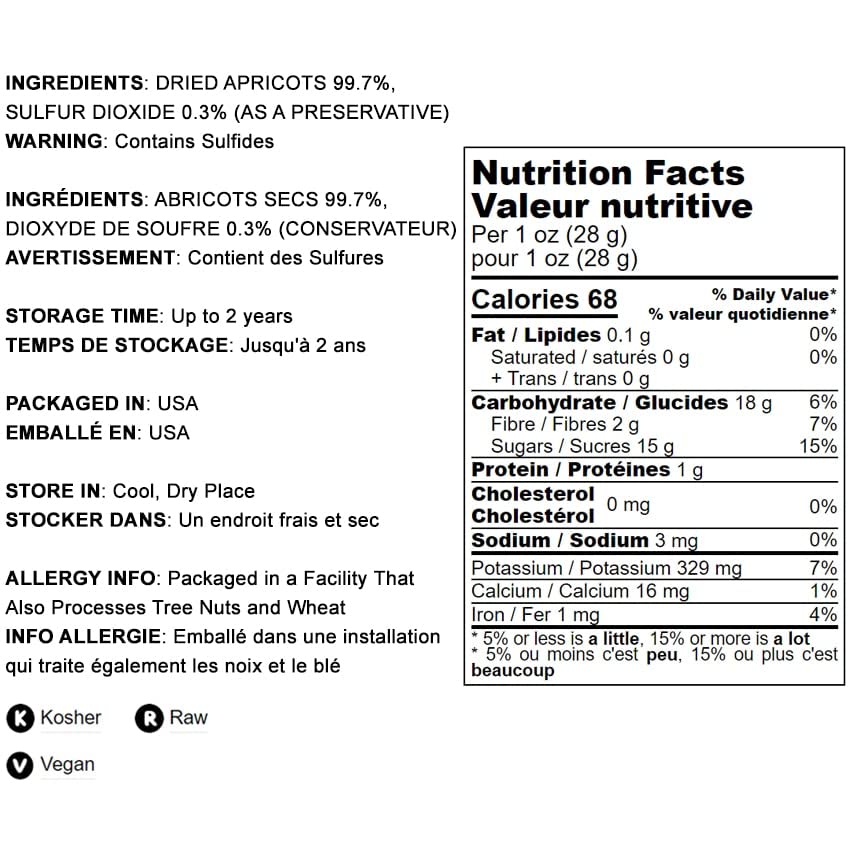 Miniatura 4 de Food to Live - Albaricoques secos, 2 libras kosher, vegano, a granel, producto de pavo