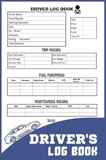 Driver's Log Book: Daily Driver Log Book To Record Vehicles Details: Vehicle Maintenance Expenses, Trips Record, Fuel log, Drivers Time & Schedule Data
