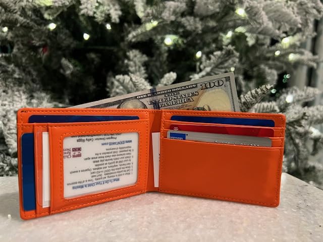 Men's Wallet with RFID Protection (Black-Orange), Small2