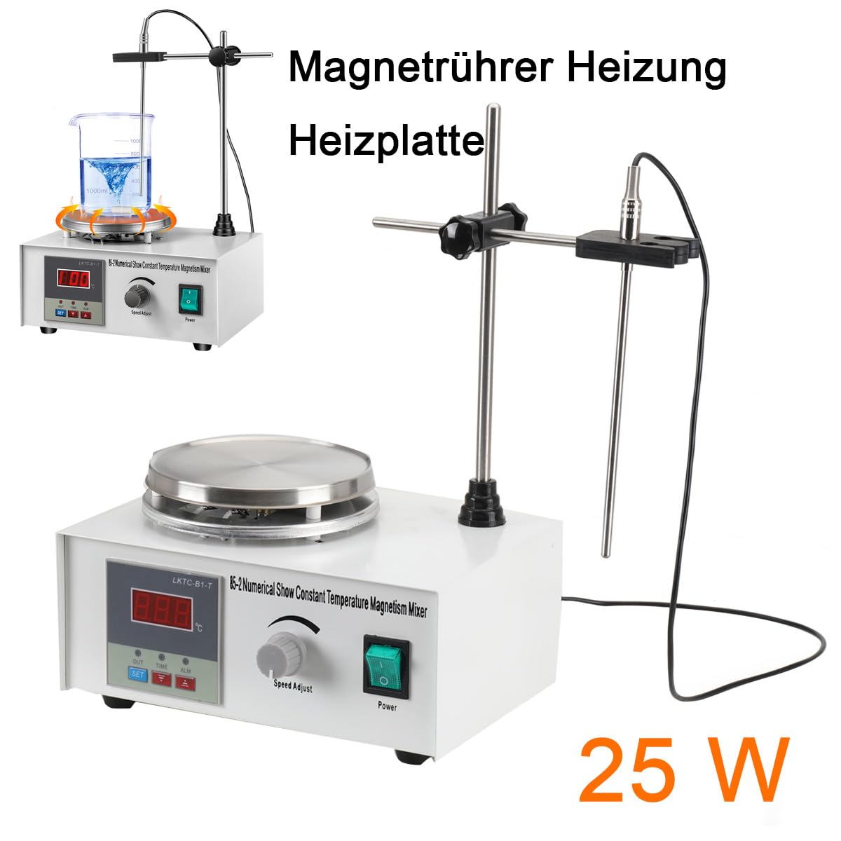Magnetic Stirrer 220v Agitatori Magnetico Riscaldati, Lab Agitatore Magnetico con Piastra riscaldante e Barra agitatrice Magnetica, con Display Digitale della Temperatura 0-2000 Giri/min.