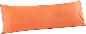 FLXXIE Body Pillow Cover - Super Soft Microfiber 20x54 Body Pillow Case - Envelope Closure, Wrinkle, Stain Resistant Orange Body Pillow Cover, 20x54, Orange