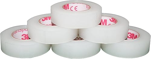 Transpore 3M - Cinta de plástico médica quirúrgica de primeros auxilios de 12 pulgadas x 10 yardas no estéril 6 rollos 1527-0
