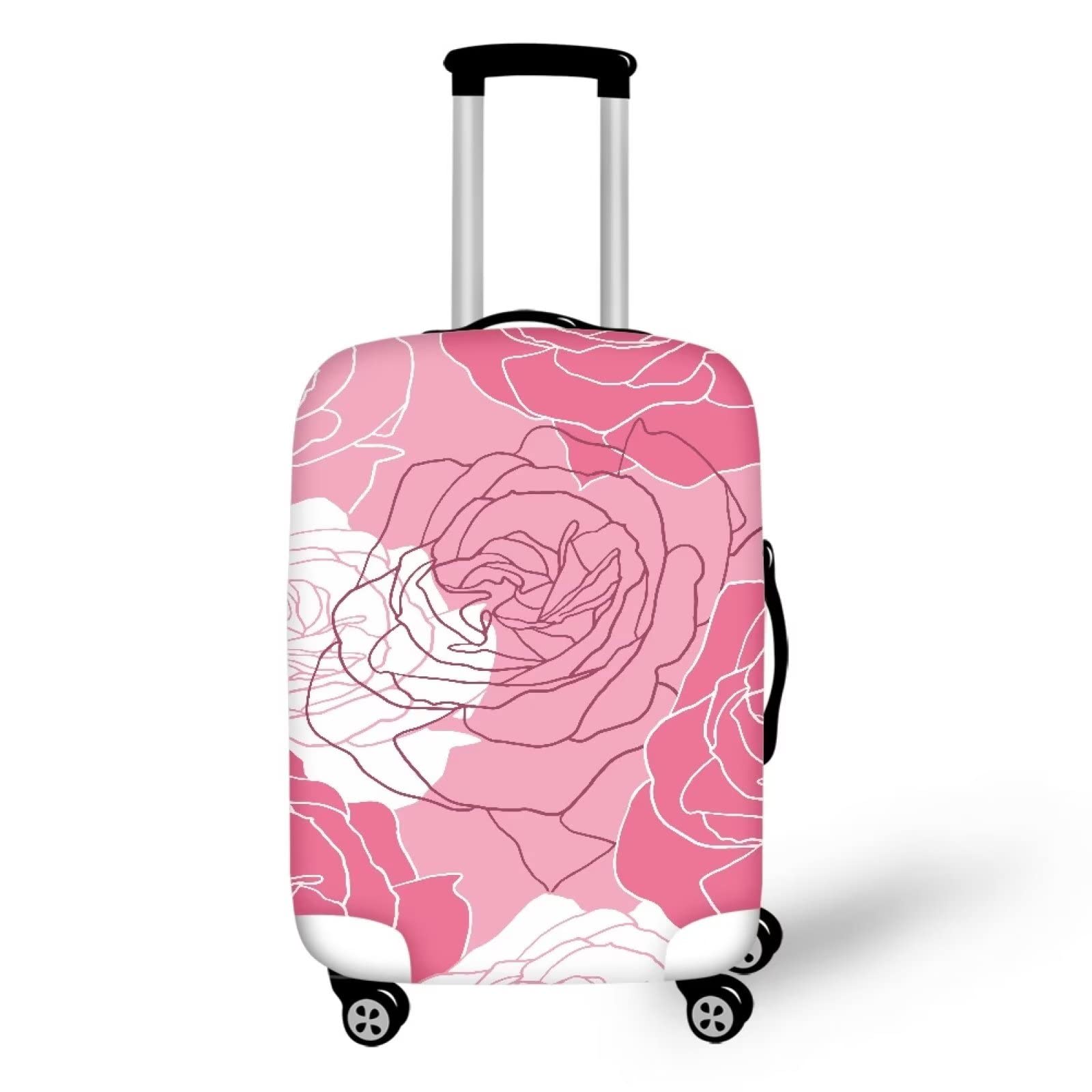 TODIYADDU Line Big Rose Trolley Case Protective Covers All-inclusive Model Stretchable Scratch-resistant Luggage Cover for Travel Box Reusable Dust