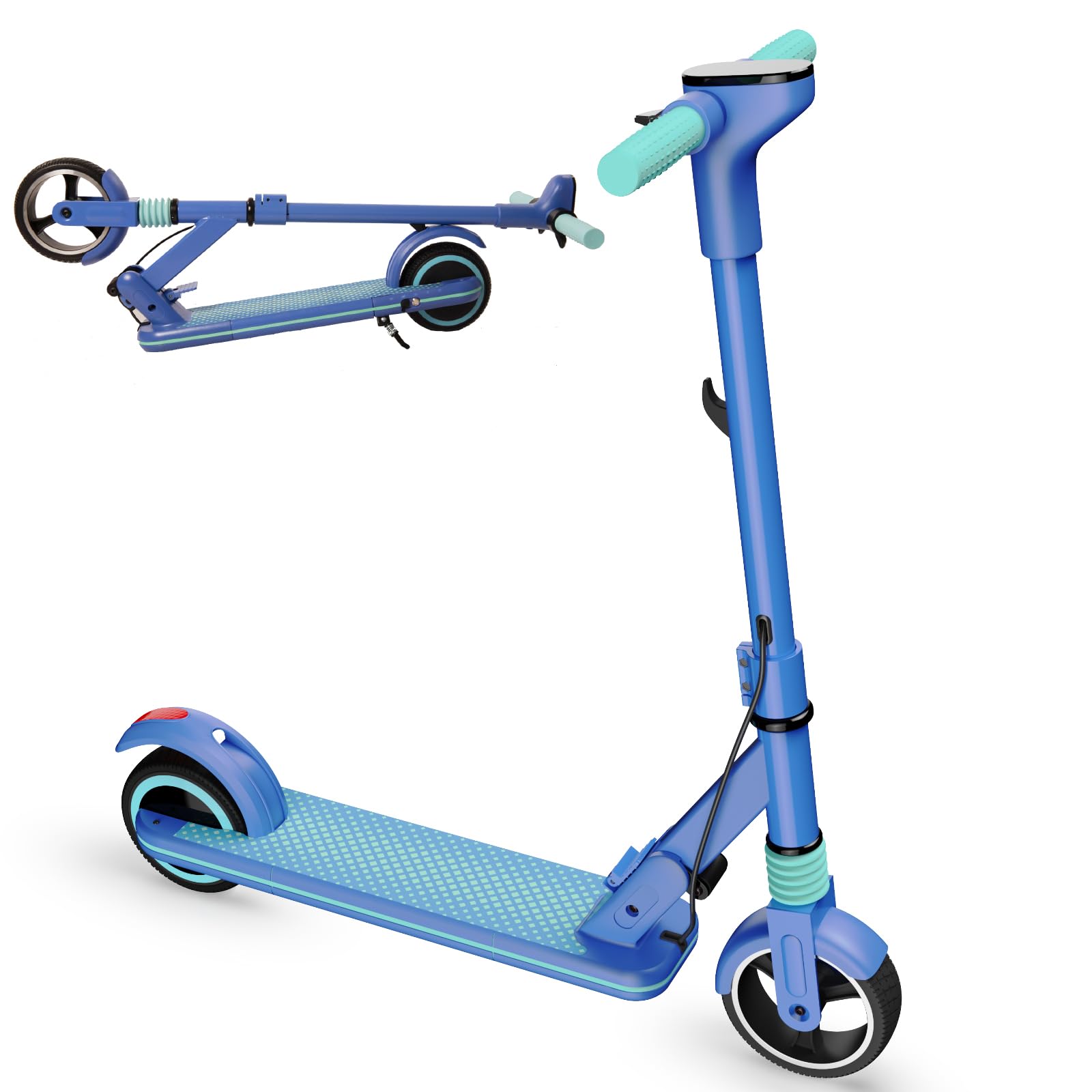 scoot4kids Patinete Eléctrico Niños 6-12 Años Frenos Dobles Amortiguación Plegable 14km/h 8KM LED Luces Regalo Seguro
