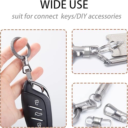 Miniatura 6 de Autuveen Titanium Swivel Key Ring,Heavy Duty Swivel Keyrings for Keys,2PCS Swivel Clasps Connectors Keychain Accessories for DIY Crafts Jewelry