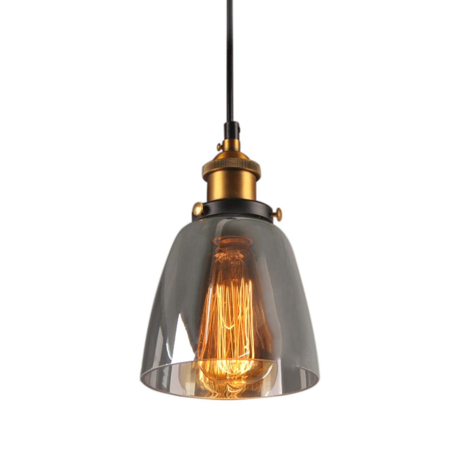 chendongdong Smoked Glass Pendant Light Vintage Fitting Retro Glass Lamp Shade Retro Ceiling Lamp E27 Adjustable Hanging 1. (Include Bulb)