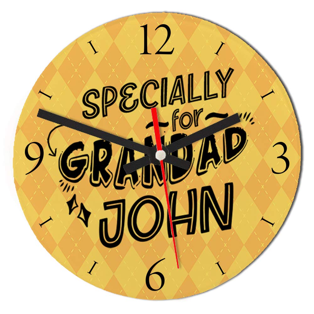 Getagift 30 Cm - Glass Personalised Fathers Day Themed Specially For Grandad Customise With Any Name Funny Grandpa Retirement Gift Funny 20 Cm / 30 Cm Glass/Mdf Wall Clock For All Occasions. (30 Cm - Glass)