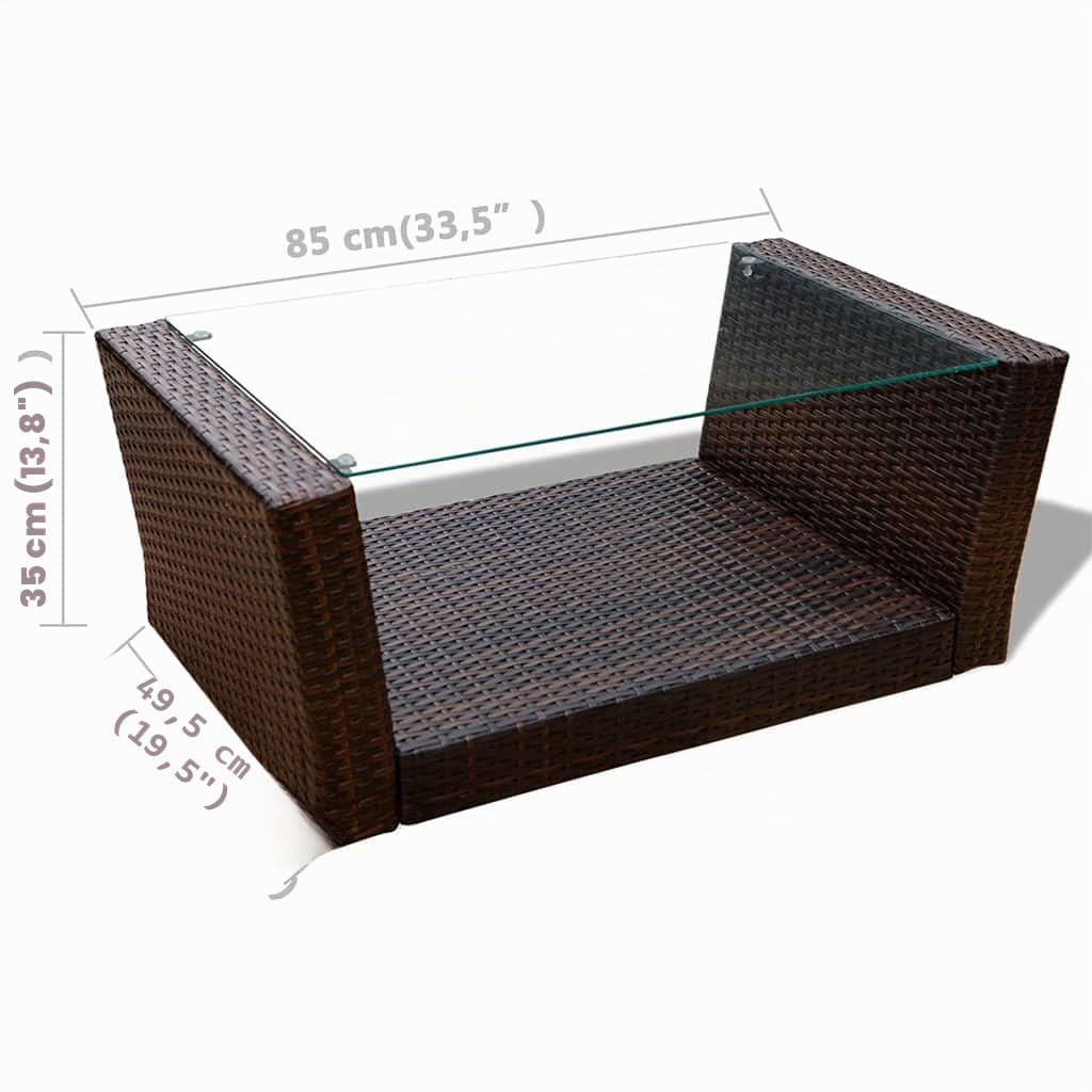 Set Muebles de jardín 4 Piezas y Cojines ratán sintético marrón