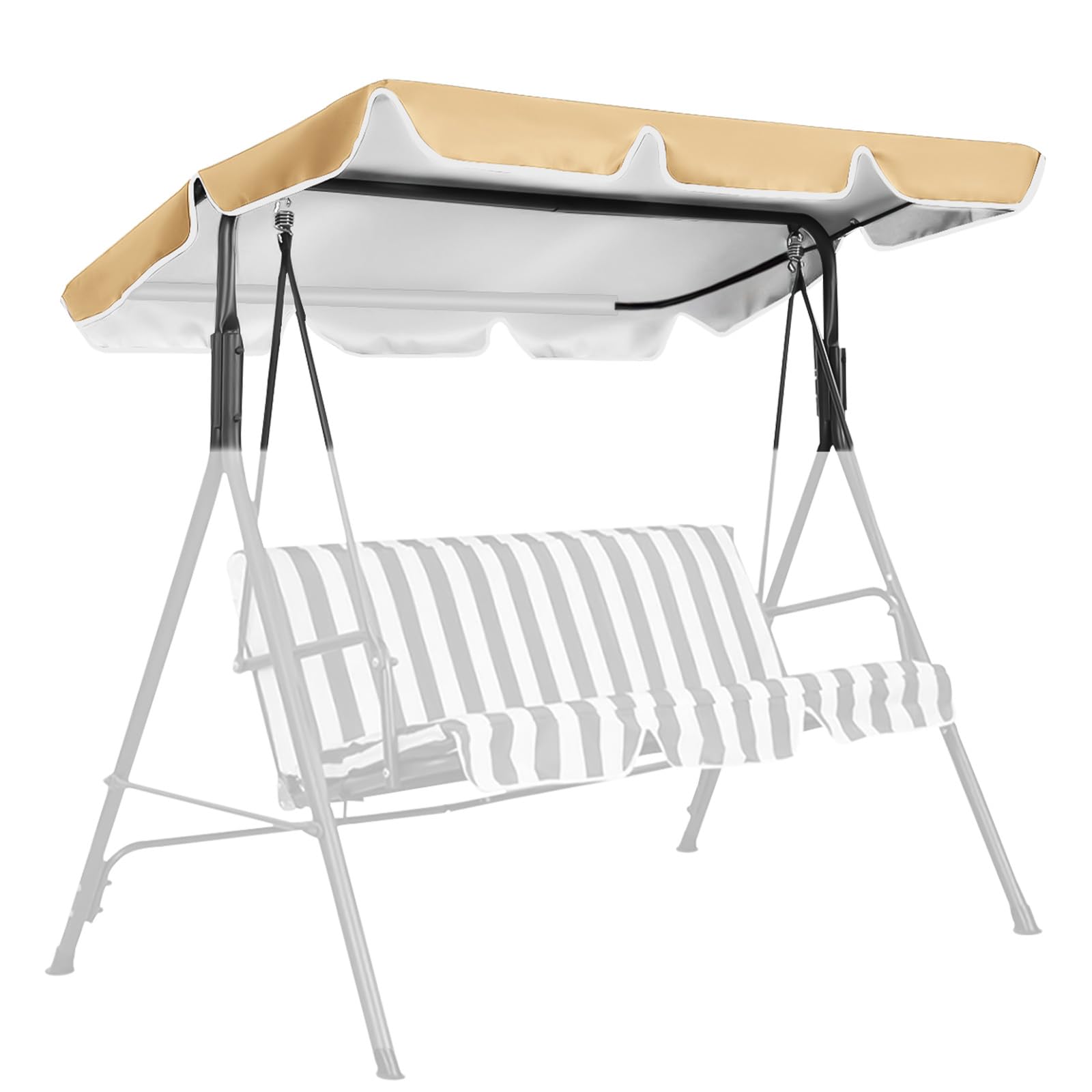 WingFly Columpio de Jardín Balancin de Jardín, Mecedora Hamaca Terraza Techo Toldo Balcón 2 y 3 Plazas, Columpio Jardín Tipo Balancín Toldo, 210 x 145 cm (Beige)