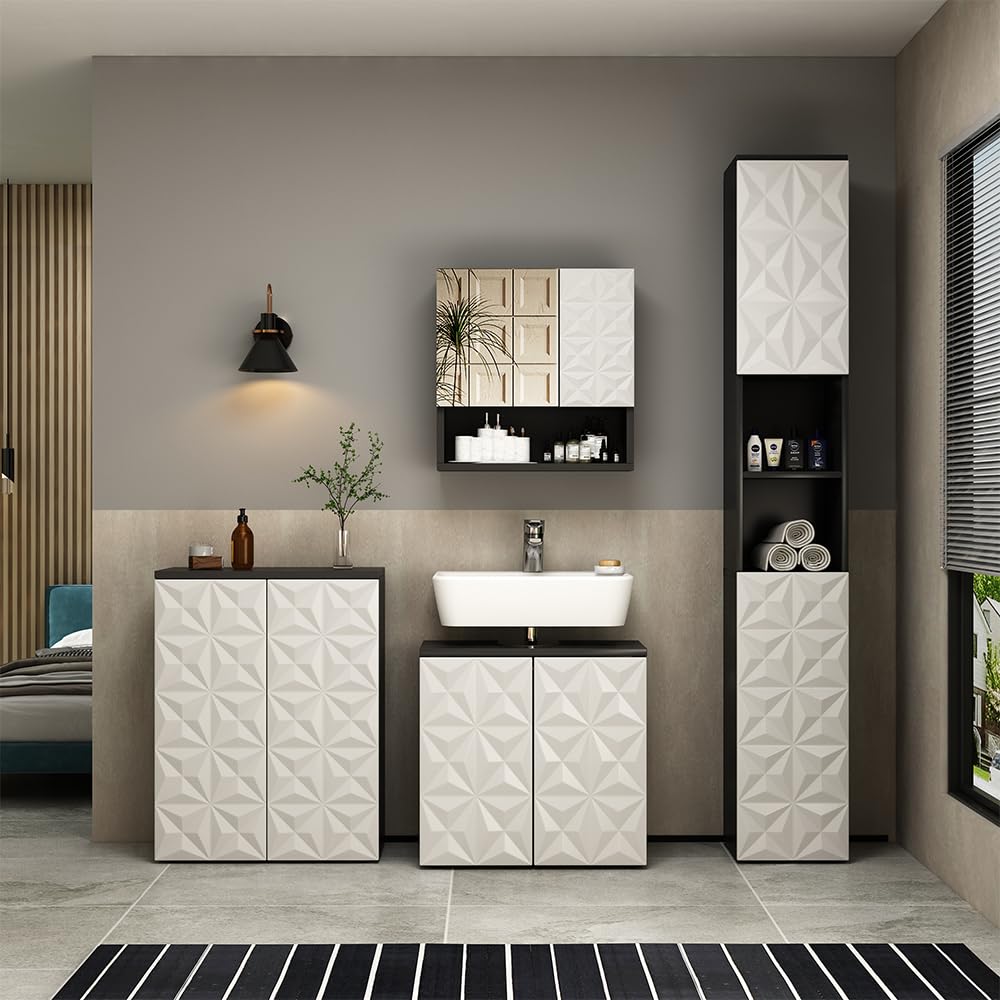 Vicco Specchio Contenitore Bagno Viola, Bianco/antracite, 100 X 75 Cm | Leroy Merlin - 8