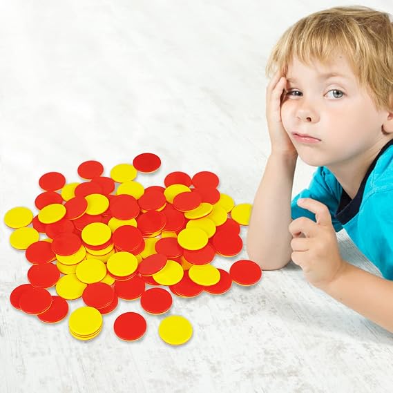 FINGOOO 100pcs Learning resources Counting Bingos, Red& Yellow