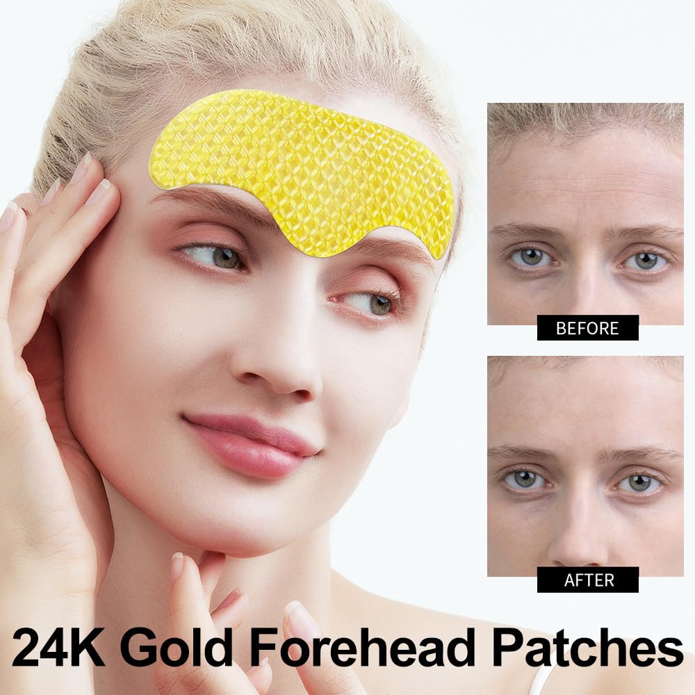 Collagen Forehead Wrinkle Patches 24k Gold Forehead pad Smoothing Anti-Aging Moisturizing Mask For Dry Skin Roughness(4PCS) - Image 2