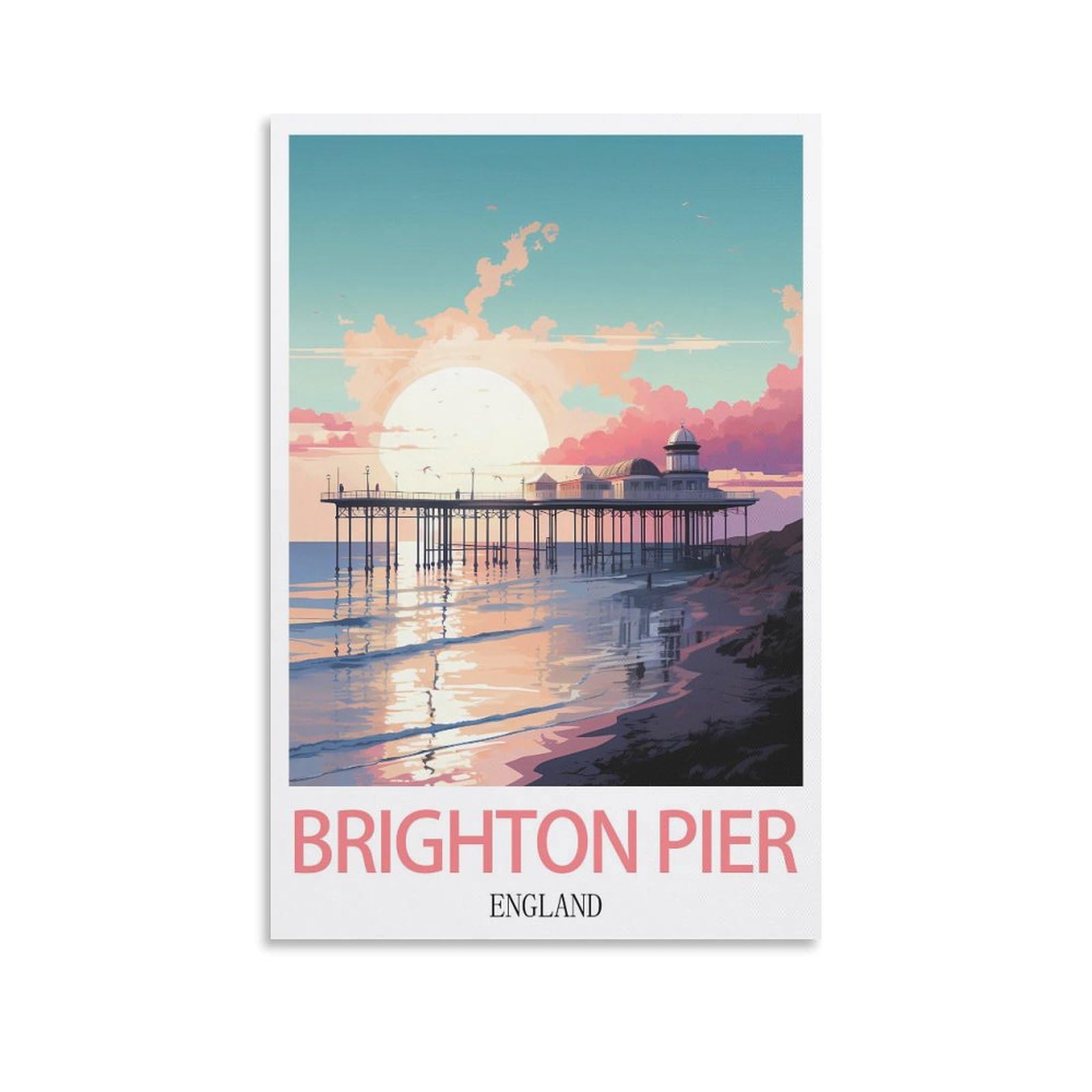 Metal Signs,Brighton Pier Englands,Tin Sign Retro Wall Art Poster for Home Man Cave, Cafe Bar Wall Decor 30x40cm