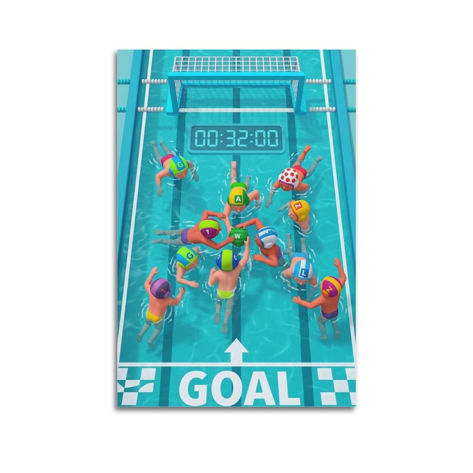 OLYHTR Water Polo Match Poster Modern Decorative Canvas Prints - Ideal Wall Art for Family, Man Cave, Game Room, Boys & Girls Bedroom 20x30inch(50x75cm)
