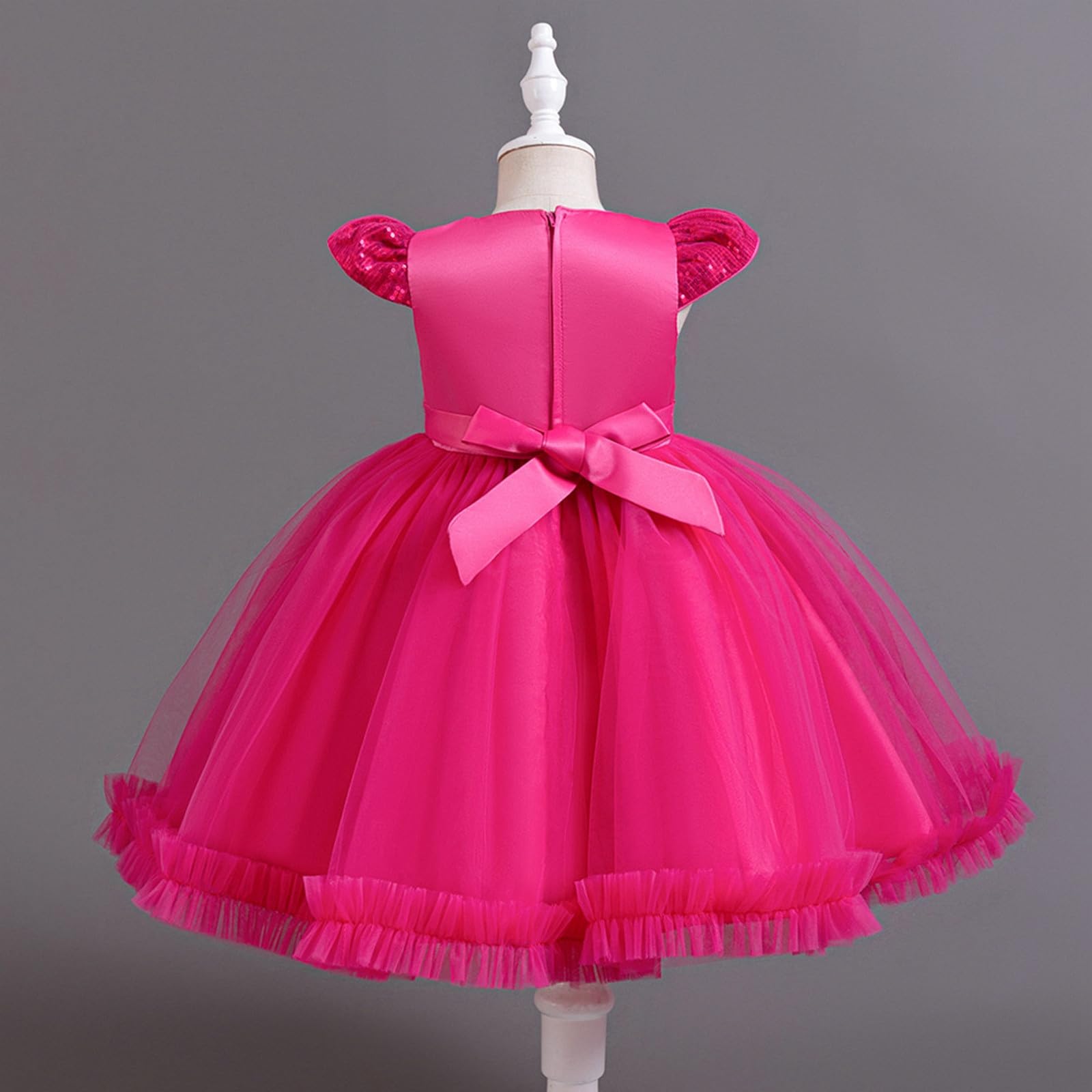 HLTYGWX Kleider Mädchen Kleider Kleider Rock Funkelndes Blumen-Partykleid für Mädchen Kurzarm Tutu-Kleid mit Glitzerdekorationen für Festliche Anlässe