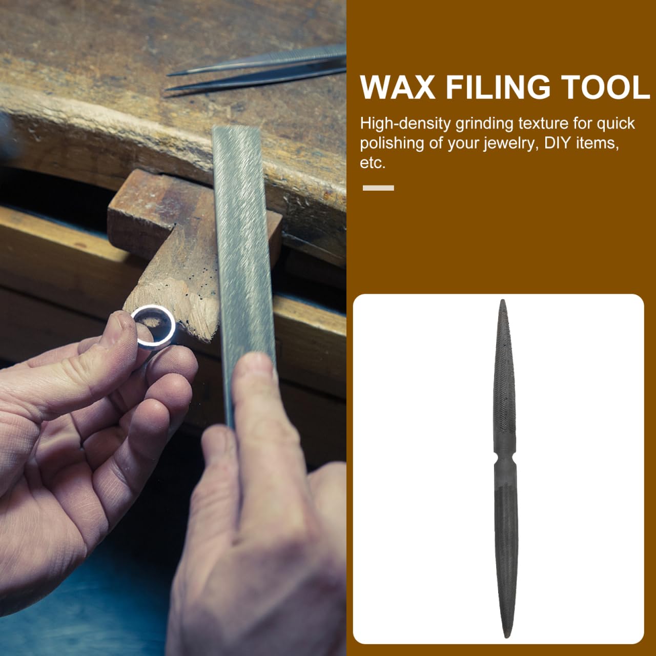Operitacx Lima de Cera Semicircular Resistente de Doble para Modelado y Tallado Herramienta de Acero Suave Mango Ergonómico para Joyería Bricolaje y Carpintería