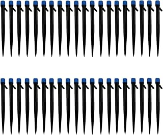 40 emisores de Goteo para tubería de riego por Goteo de 1/4 Pulgadas, Sistema de riego de 8 Agujeros Ajustable de 360 Grados, goteros de riego de jardín para Sistema de riego, Color Azul