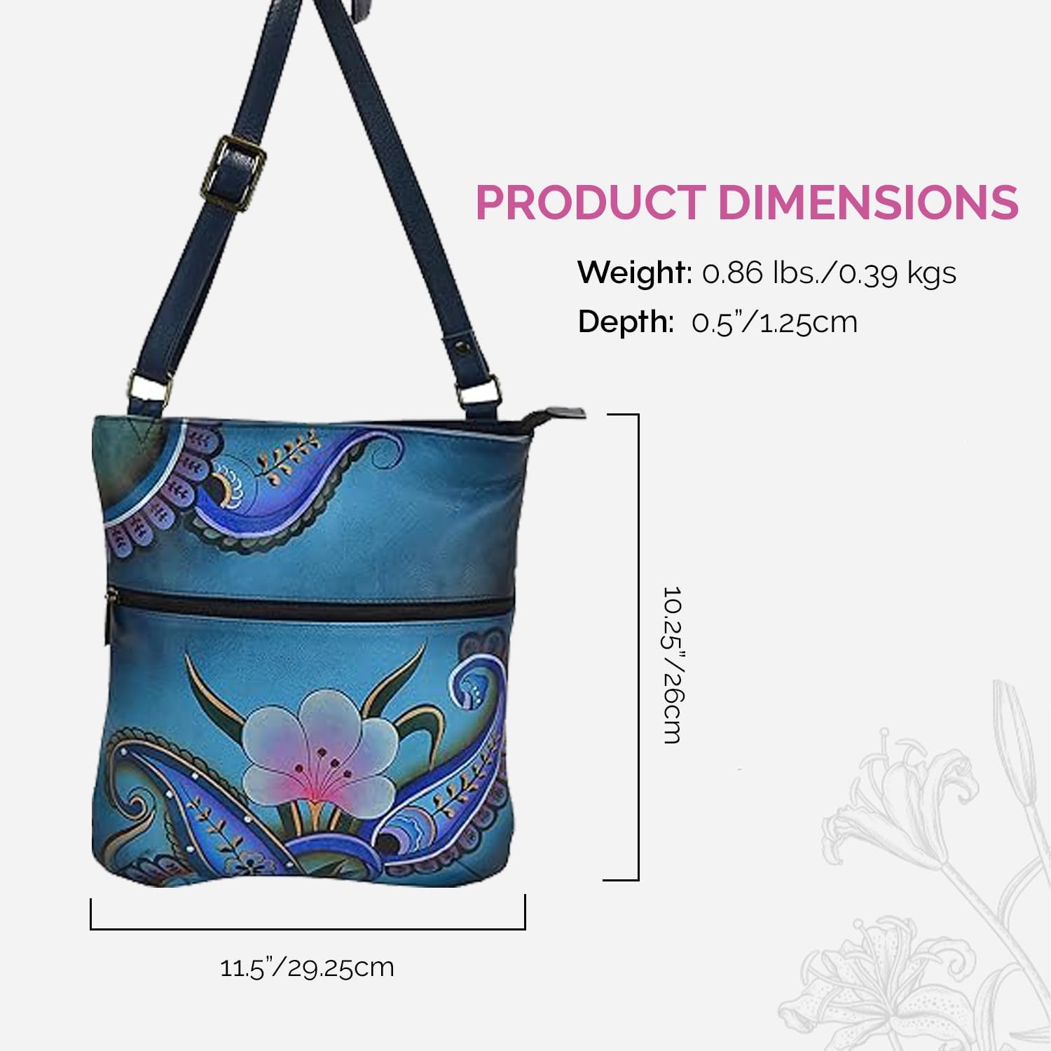 Anna by Anuschka Women's Hand-Painted Genuine Leather Slim Cross Shoulder Bag - Image 6