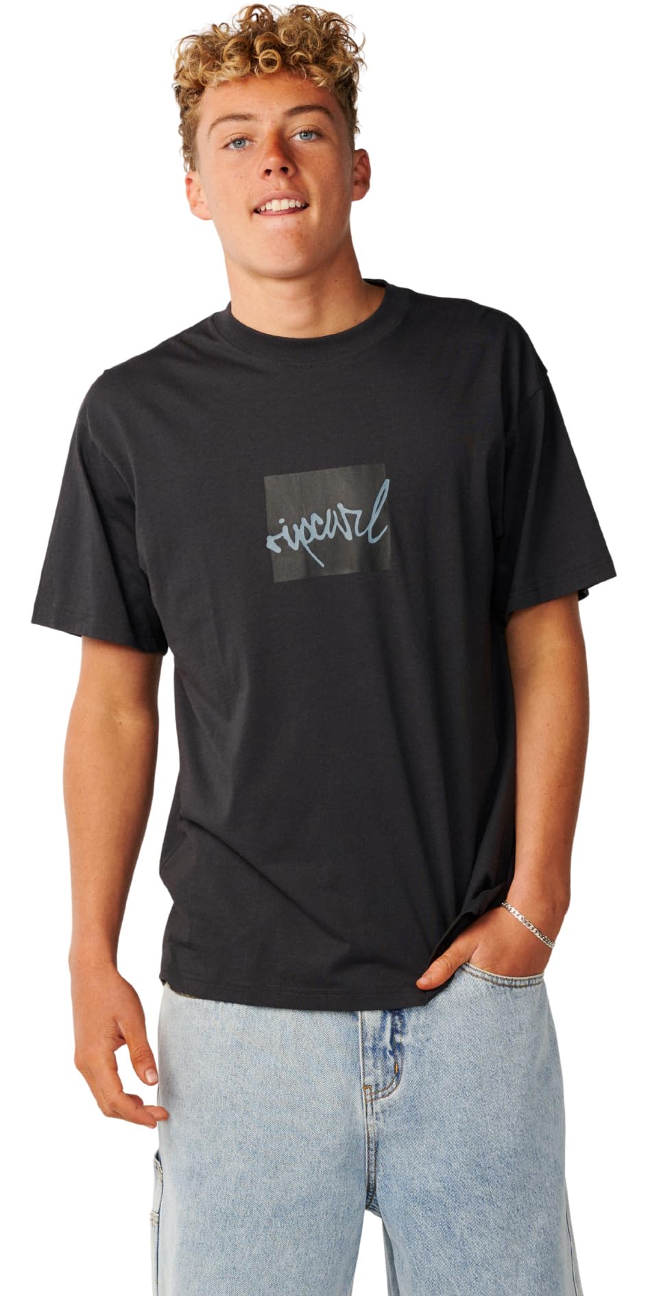 Rip Curl 2026 Hommes Script D'icones Rip T-Shirt 0X8MTE - Washed Black