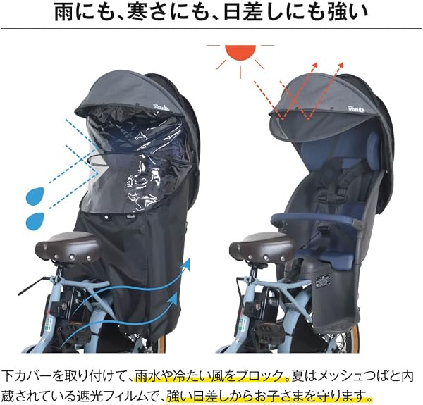 チャイルドシートレインカバー 後ろ 子供載せ horo!(ホロ) Ver.7 Gスタイル シェル型 - 3