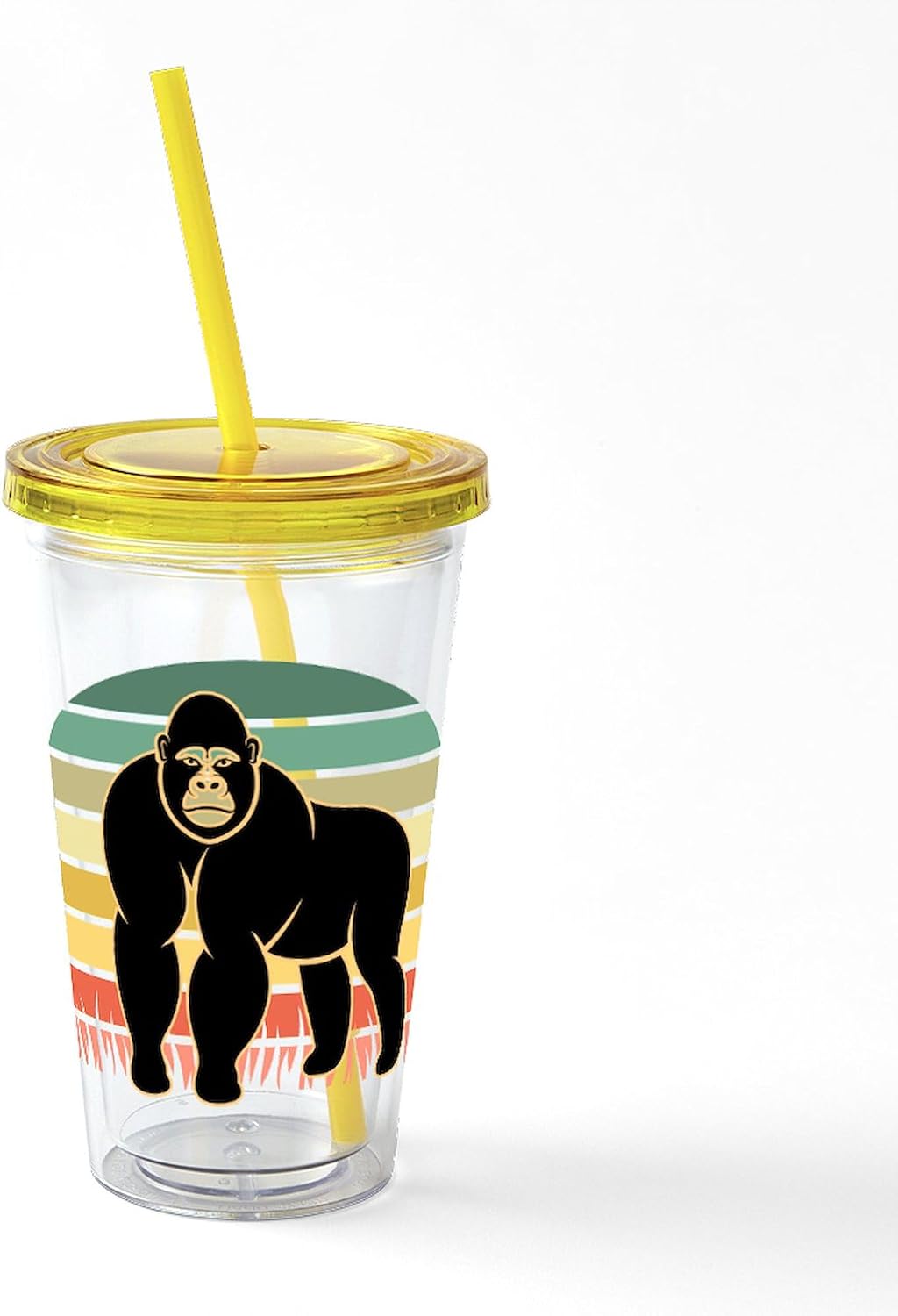 CafePress Gorilla Jungle Cute Animal 16 oz Insulated Straw Tumbler with Lid