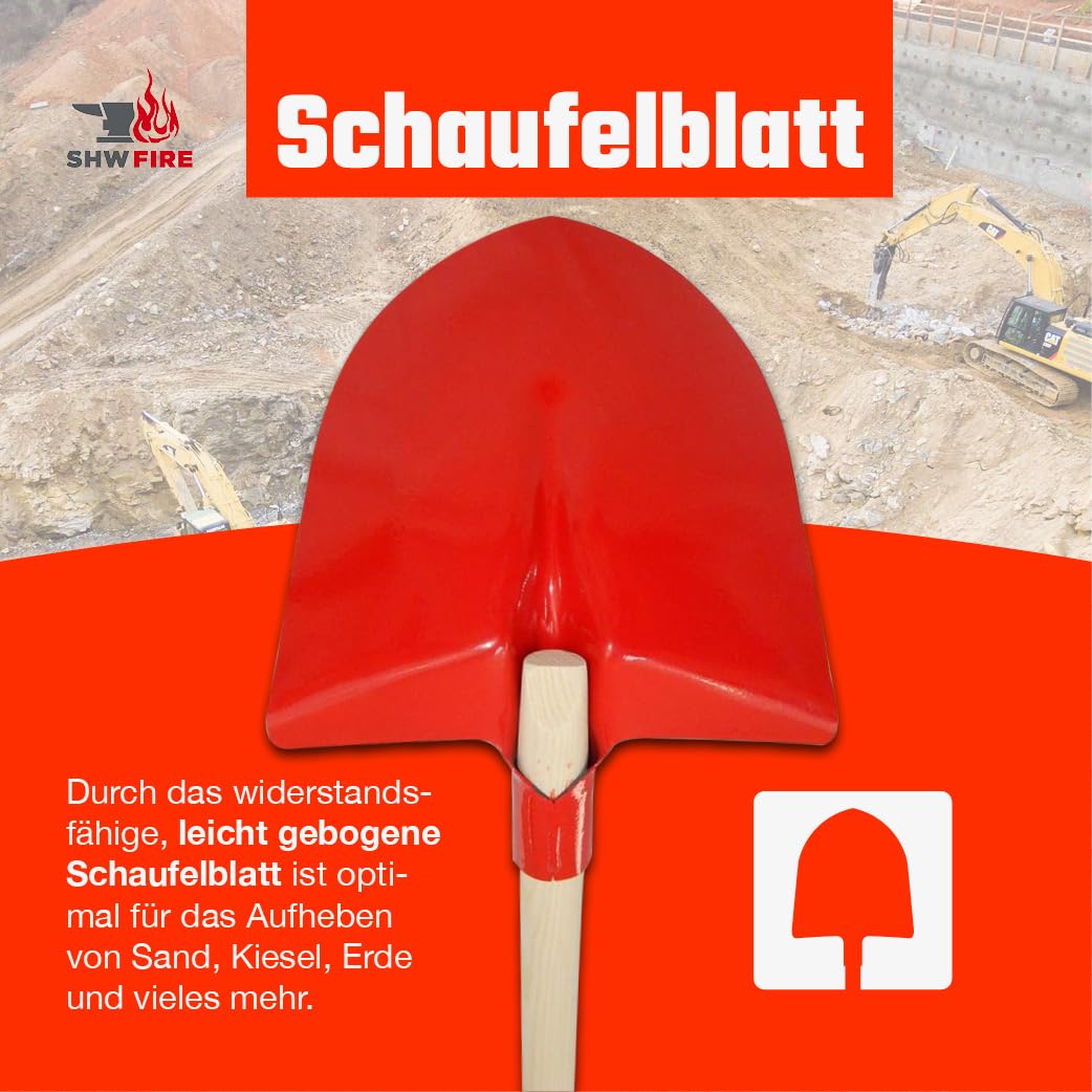 SHW-FIRE Frankfurter Schaufel aus Spezialstahl mit langem Eschenholzstiel 130cm lang - Made in Germany