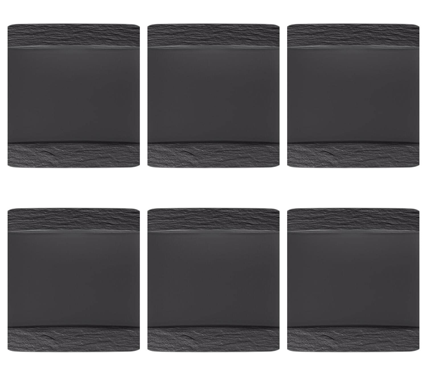 Villeroy & Boch Black Manufacture Rock 10-4239-2610 Square Porcelain Dinner Plates 28 Cm