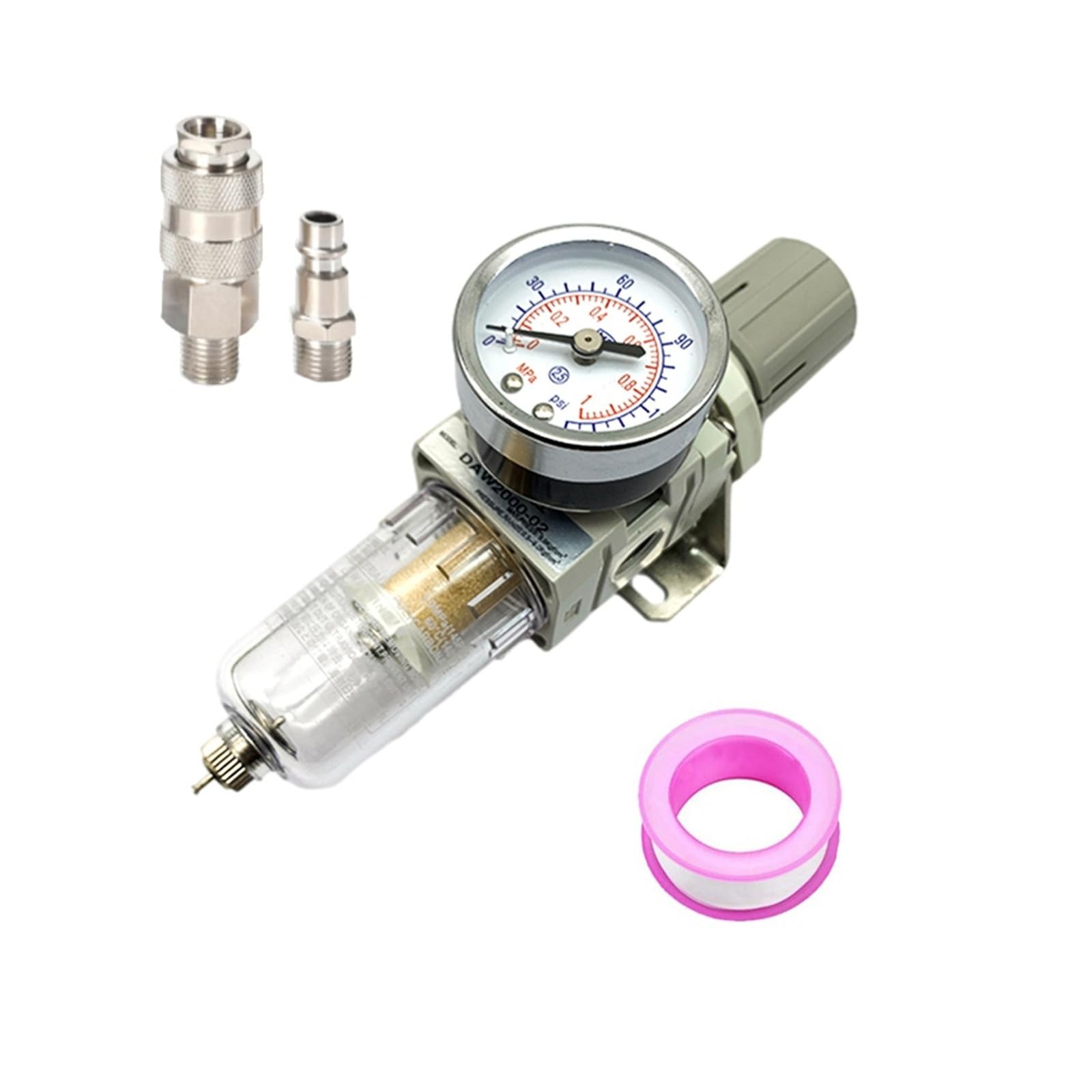 AW2000-02 Pneumatic Compressor Air Filter Source Treatment Filters Pressure Regulator Gauge Oil Separator(AW2000-02 Copper)
