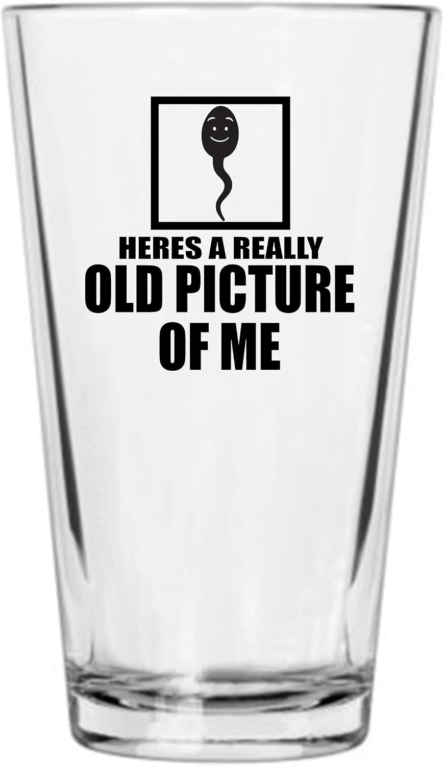 Old Picture Of Me Funny Beer Glass Drinking Cup Pint 16oz Pub Gag Gift Hilarious Joke Gift for Him Dad (Picture)