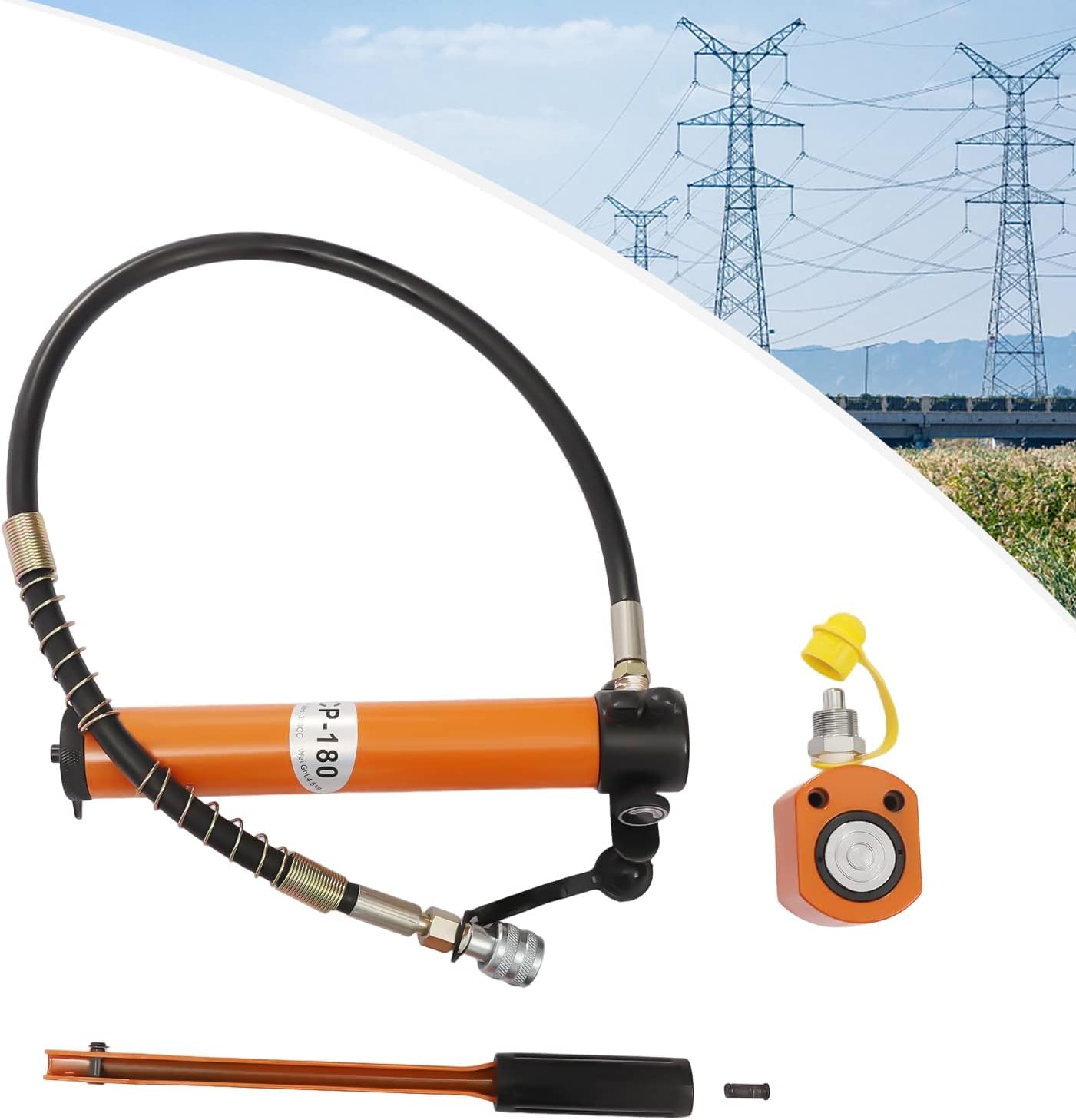 Przenośny zestaw hydrauliczny, niskoprofilowy podnośnik cylindrowy 10T z pompą ręczną 350CC do napraw przemysłowych i budowy okrętów