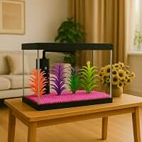 Kit Aquário Completo 20L com Bomba, Plantas e Pedras para Iniciantes (rosa,COM BOMBA 220V)