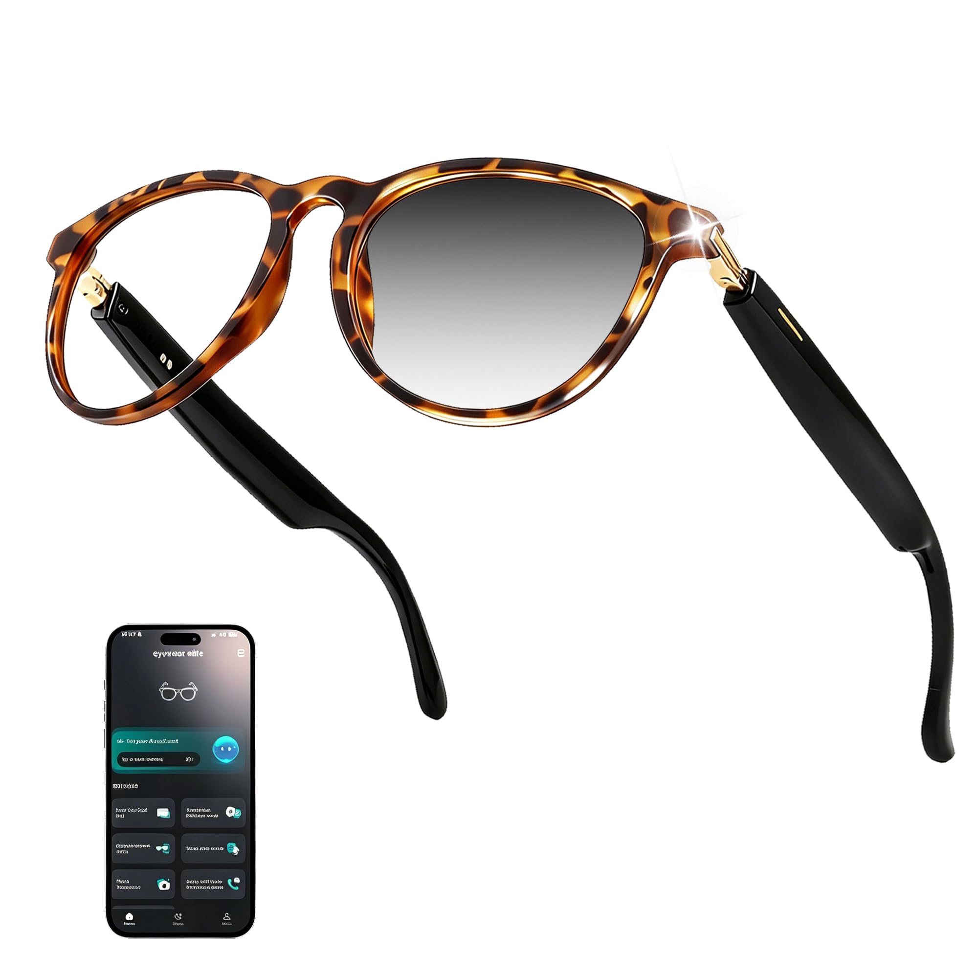 AI Translation Smart Glasses with Chat GPT, Bluetooth Glasses with Translator 164 Languages for Men and Women, Music Playback & Hands-Free Calls, Color-Change Lens, Voice Assistant (KO-3)-image-24