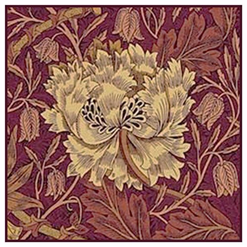 Orenco Originals Burgundy Marigold Detail William Morris Design Counted Cross Stitch Pattern