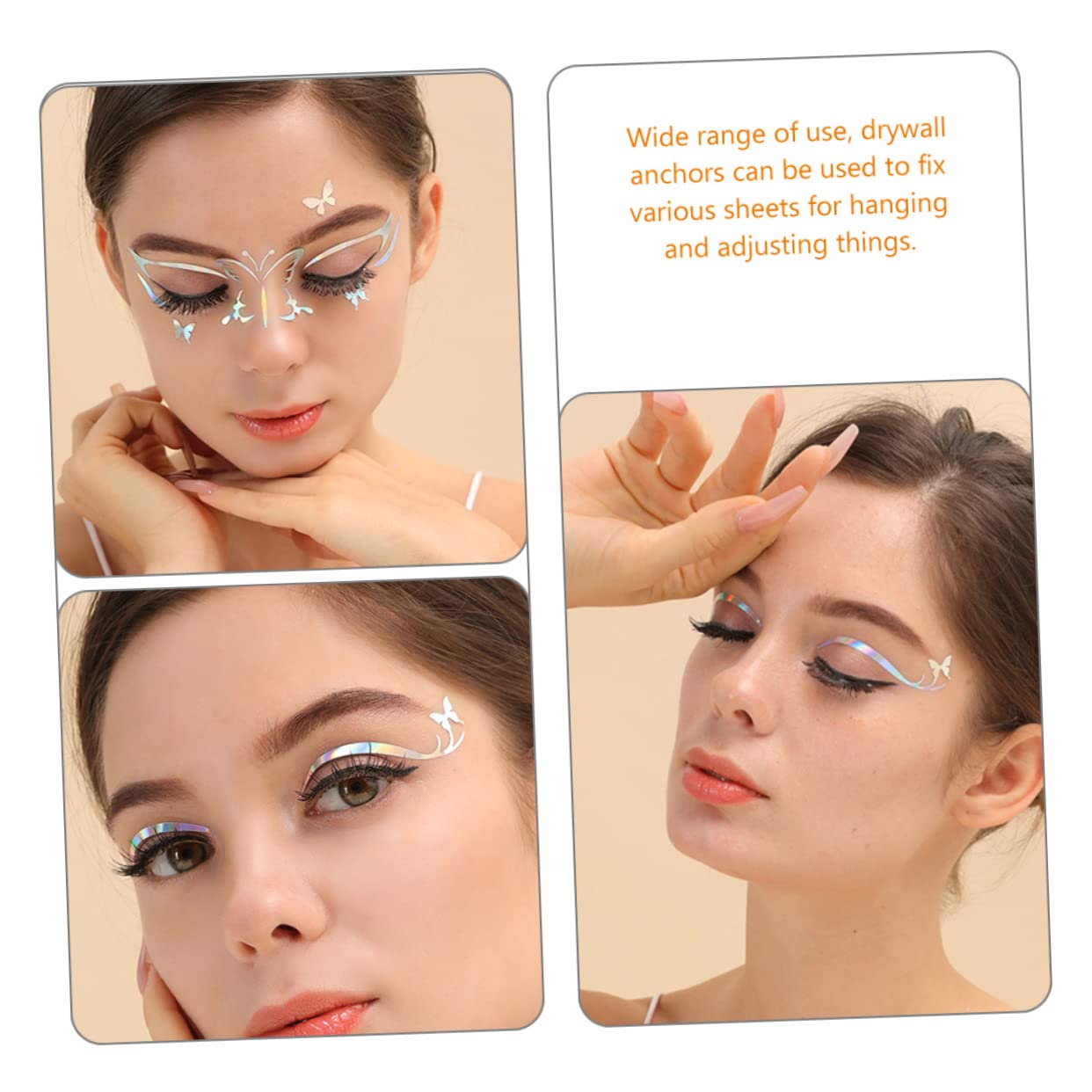 LALAFINA 30fogli Adesivi Per Trucco Occhi Decorazioni Adesive Per Eyeliner Forma Di Farfalla Per Feste e Occasioni Speciali