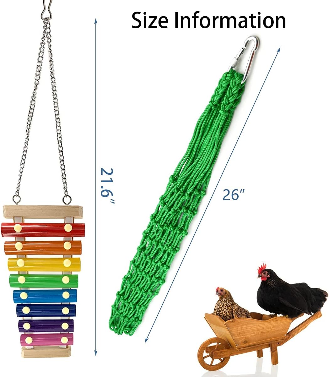 4PCS Chicken Coop Toys-Chicken Xylophone Toy Chicken Veggies Fruit Skewers Lettuce String Bag Hanger Chicken Treats Holder for Hens Roosters Chicks thumbnail