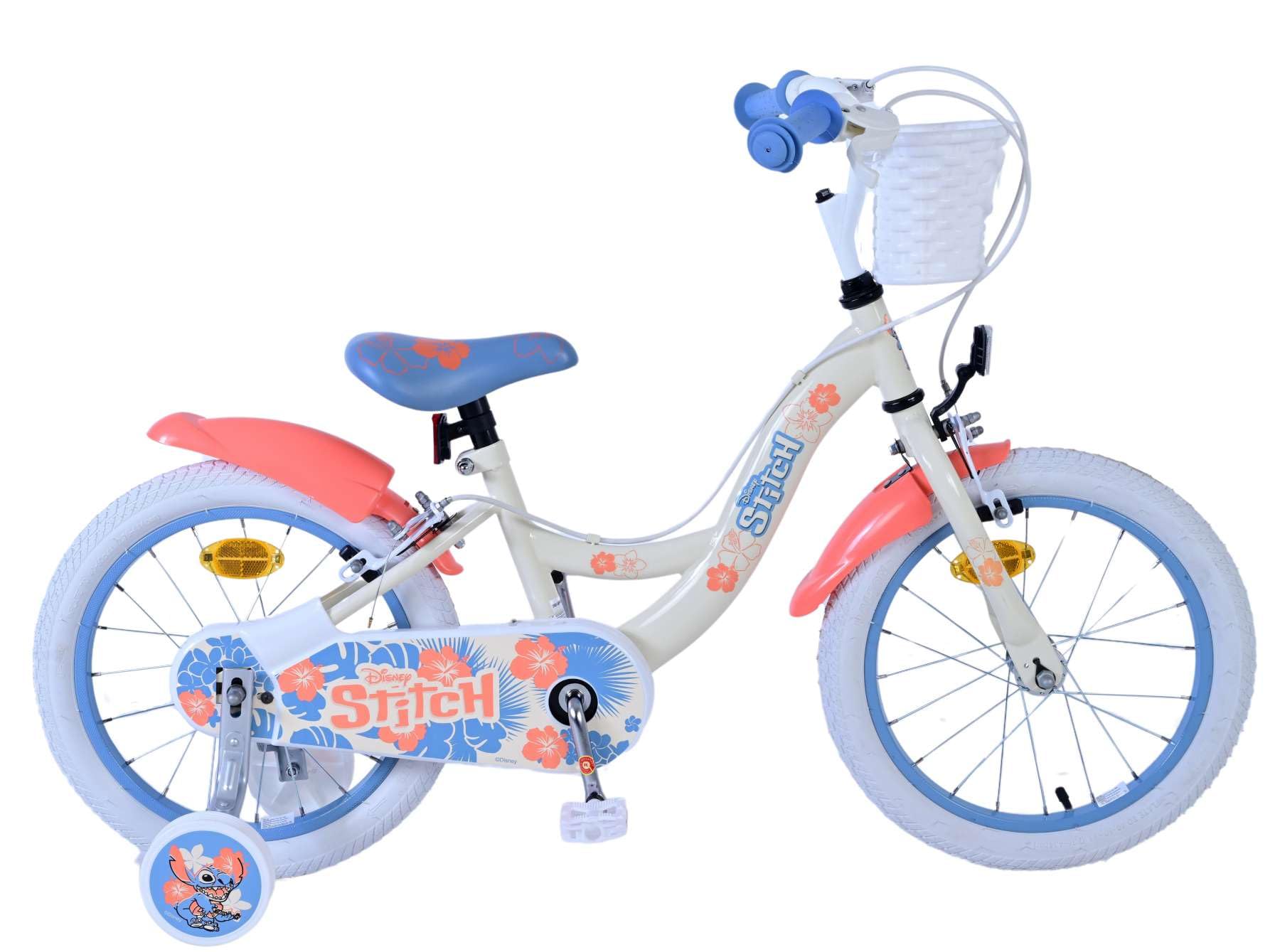 Disney Stitch Vélo pour enfant - Fille - 16" - Crème corail bleu - Freins à deux mains
