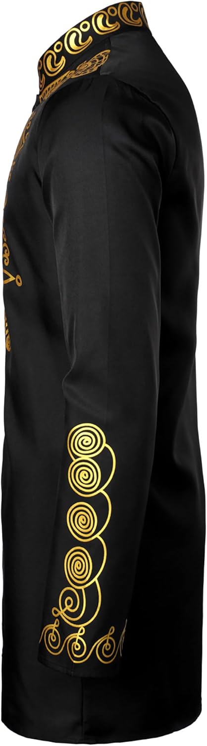 ZEROYAA Men's Africa Suit Long Sleeve Print Dashiki and Pants Outfit Traditional 2 Piece Set - Image 4