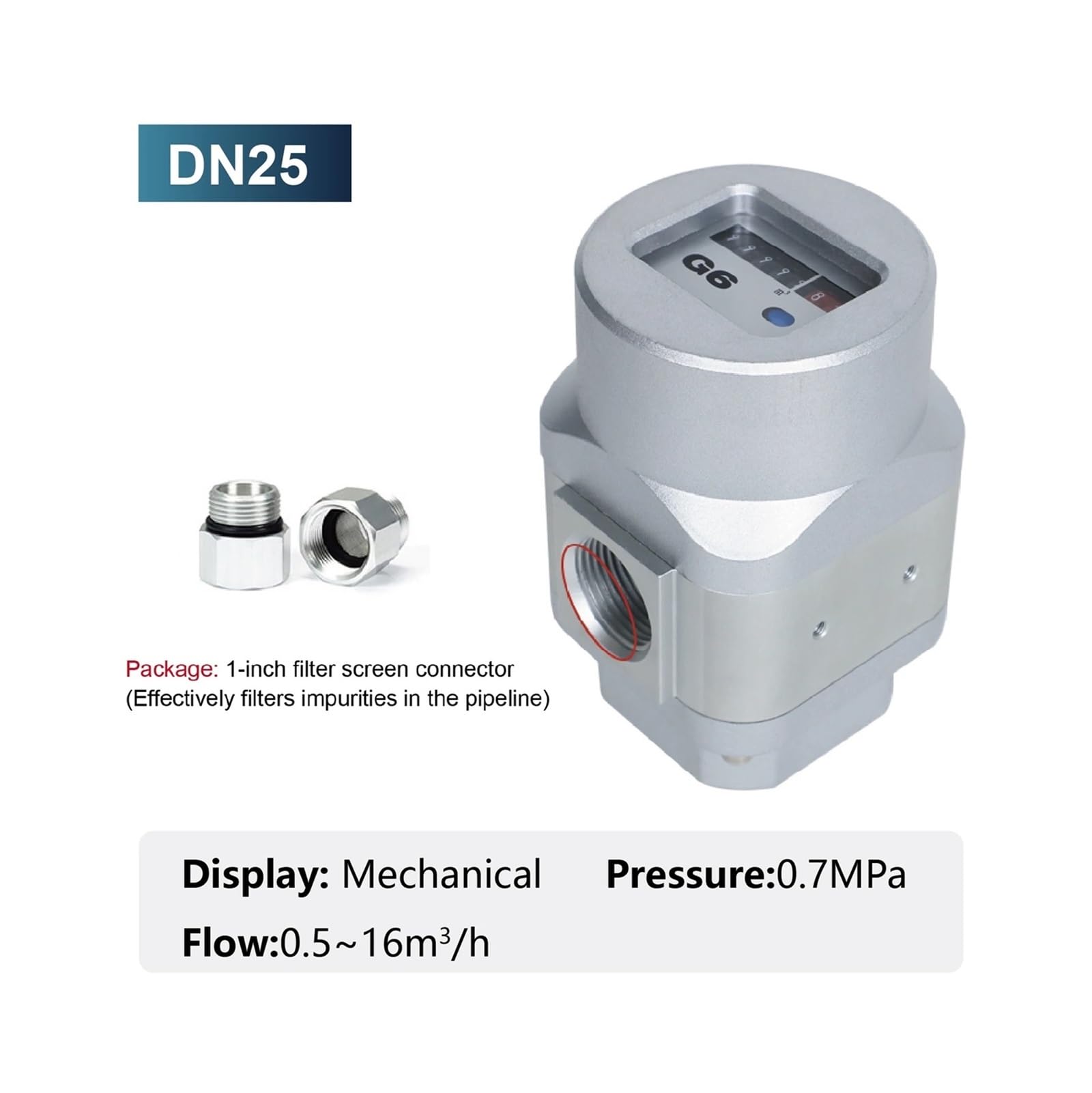 Medidor de Flujo de Gas Digital con Pantalla LCD DN15 DN25(DN25 Mechanical)