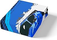 Vista 4 de Funda de edredón azul para niños y hombres, juego de ropa de cama de auto de carreras de graffiti, tamaño Queen, juegos de cama Grunge, ligero