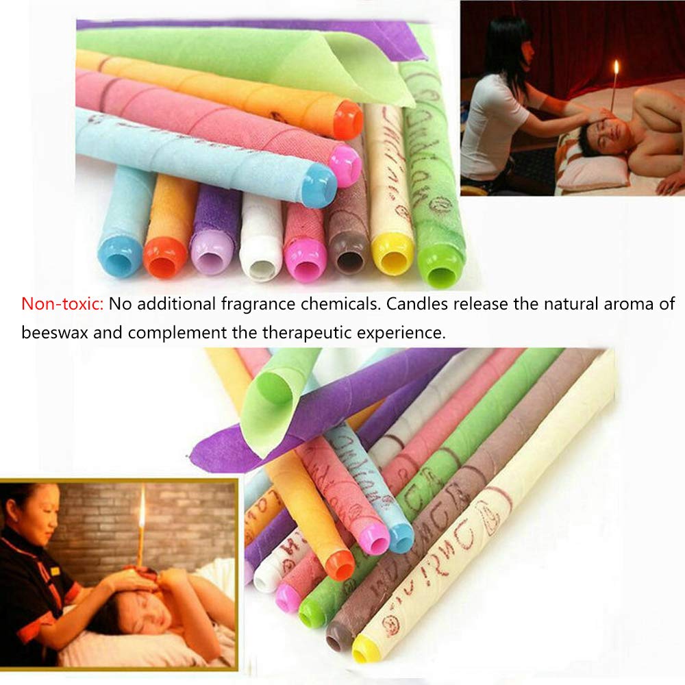 32 PCS Coni per orecchie, Candele dell'orecchio per le orecchie,- Cera d’Api e Mussola di Cotone Naturale con Filtri e Dischi Protettivi (8 colori)